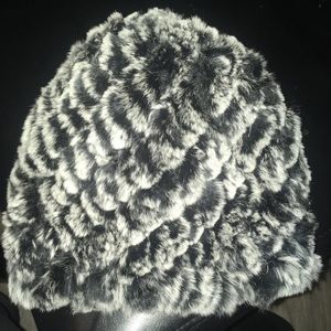 Rabbit Fur Beanie Hat Reversible Soft Real Fur